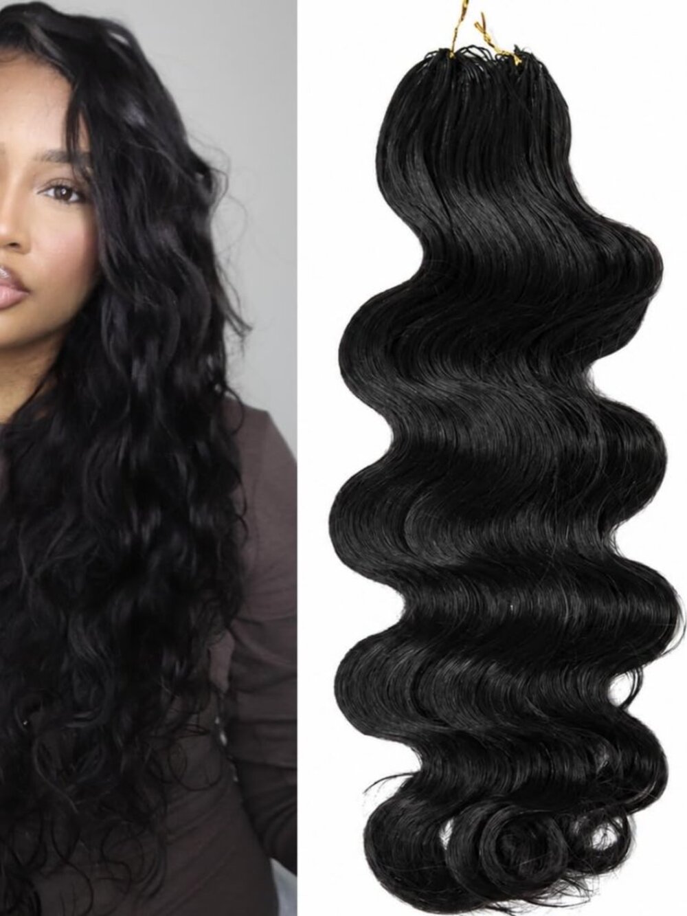 Eayon NC 20" Miracle Knot Human Hair Body Wave Crochet Extensions 100 Strd 120g